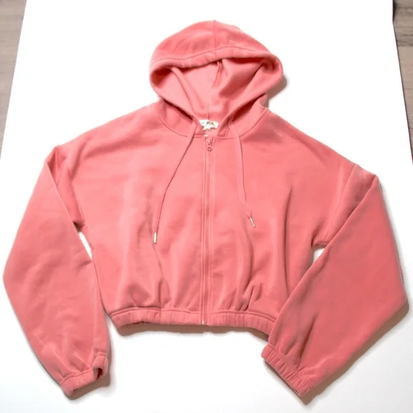 STELLA VIVA Jackets Coats Stella Viva Pink Cropped Zip Up Hoodie Sz Xl Poshmark